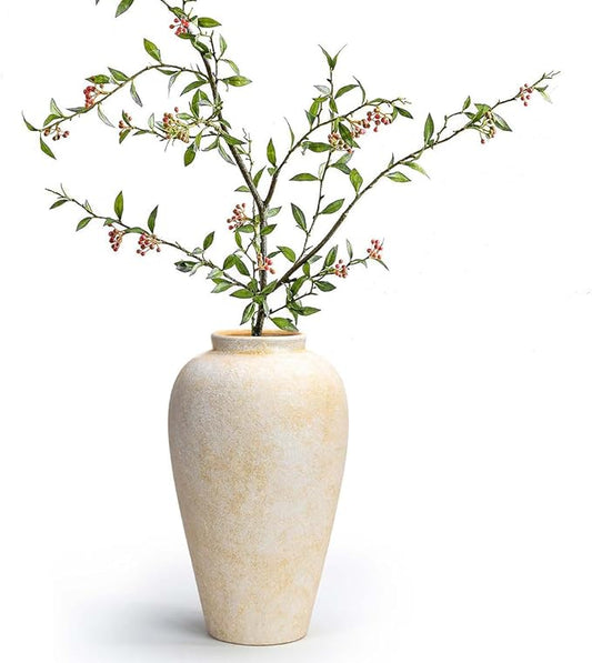 Ceramic Flower Vase Home Decor - 9.2 inch Large Farmhouse Table Vases, Rustic Decorative Vases for Kitchen Living Room Coffee Dining ShelfMantel Decoration