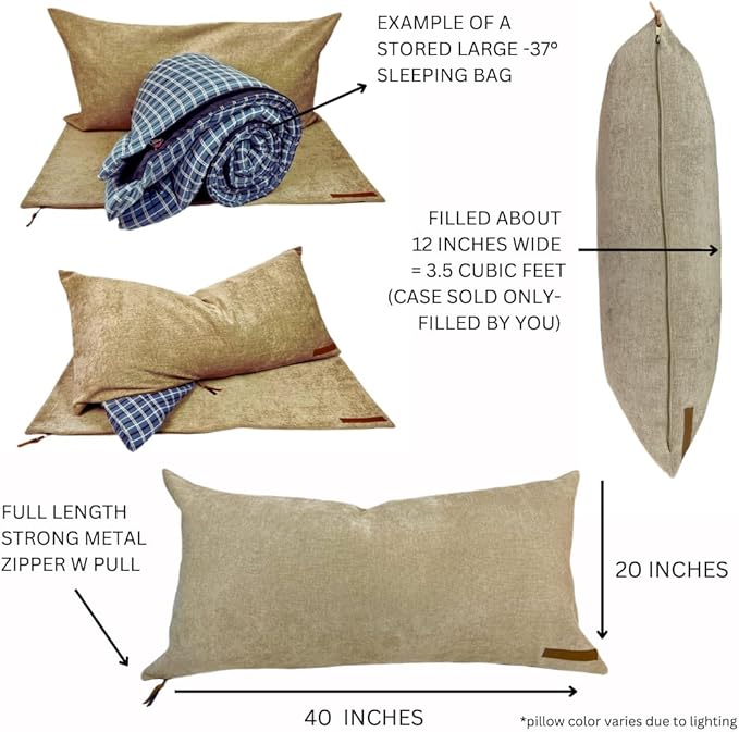 THE STORAGE PILLOW XL zippered storage Pillowcase FILL w Clothes Bedding Blankets to maximize Space - RV Camper Dorm Tiny Home Boat Inside Organization Ideas Accessories - Small Space Storage Solution