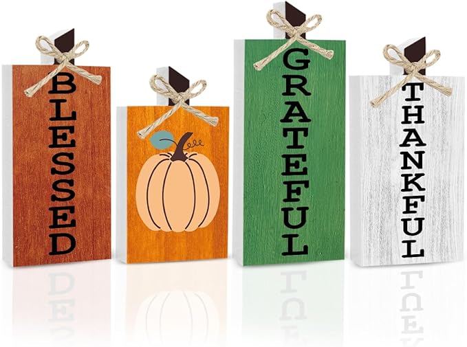 Fall Decorations for Home Thanksgiving Decorations Indoor Fall Gifts for Women Men Autumn Decor Pumpkin Fall Table Decor Sign for Farmhouse Harvest Kitchen Bathroom Bedroom Office