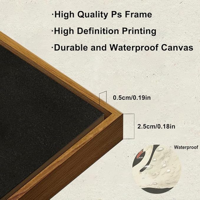 KBKBART Framed Wall Art for Living Room, Swan Art Canvas Prints, Vintage Home Decor, Animal Oil Painting Picture, Bathroom Wall Decor Gifts for Friends or Family(8"x10")