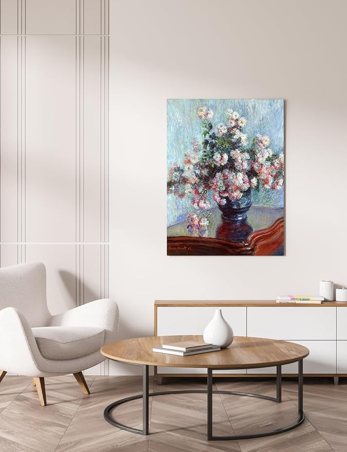 DECORARTS - Chrysanthemums by Claude Monet, Museum-Quality Giclee Canvas Print, Wall Art Reproduction, 30" W x 40" H, Made in USA