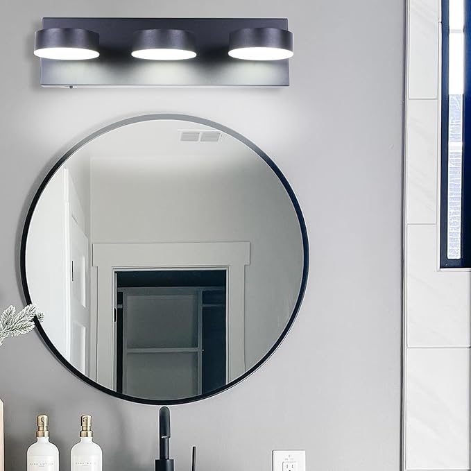 Modern Bathroom Vanity Light Fixtures,4-Light Matte Black Bathroom Wall Lighting Fixtures Over Mirror, Dimmable 5CCT LED Vanity Lights with Acrylic Shades