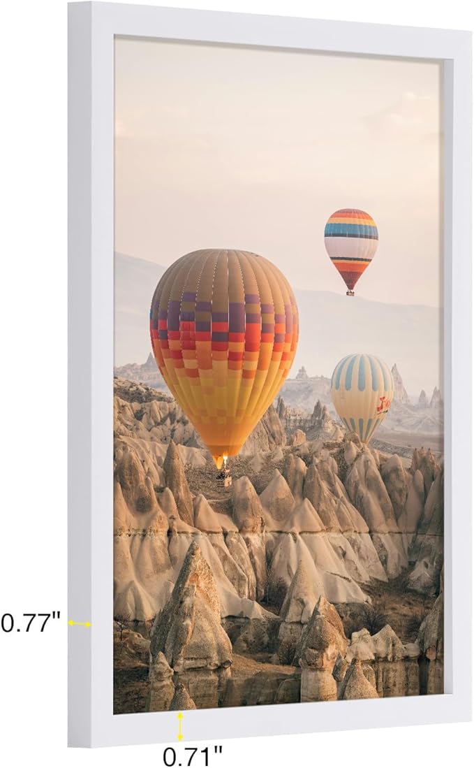 Vittanly 12x16 Picture Frame for Wall, Plexiglass, Displays Poster 11x14 with Mat or 12x16 without Mat, PVC Frame Material, Horizontal or Vertical Hanging, 1 Pack, White