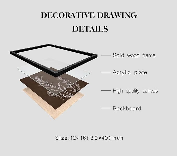 3Pcs Framed Botanical Canvas Wall Art Gallery Wrap Prints Minimalist Floral Posters Modern Botanical Artwork for Living Room Bedroom Bathroom Office Decor 12x16 Inch