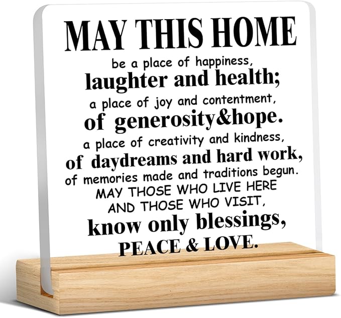 Housewarming Gifts for Women and Men - May This Home Acrylic Desk Sign Decor - Religious House Warming Gift