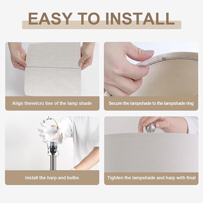 24.5" Vintage Ceramic Table Lamp - Single Farmhouse Rustic Bedside Lamp with Natural Textured Finish, Nightstand Lamps for Living Room, Bedroom, End Table, Office White