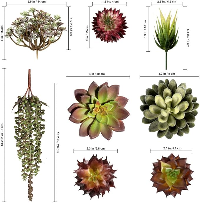 Artificial Succulent Plants Fake Assorted - 16 Pack - Unpotted Face Succulent Plants - Realistic Textured Succulents Picks - Fake Plants for Decoration - Faux Aloe Cactus Plant Bulk