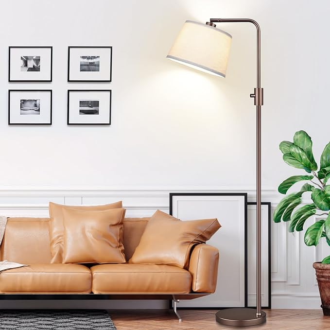Nintiue [Upgraded] Dimmable Floor Lamp, 1000 Lumens LED Edison Bulb Included, Modern Arc Standing Tall Brown Floor Lamp for Living Room Bedroom Office Dining Room