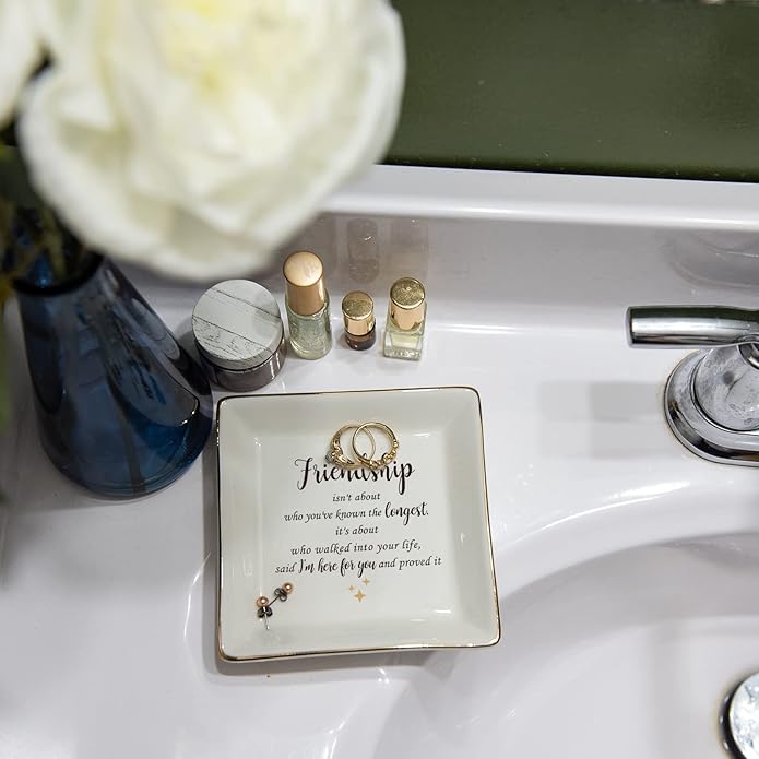 HOME SMILE Ceramic Ring Dish Jewelry Tray for Mom Sister Friends