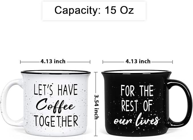 YHRJWN Couples Gifts, Let's Have Coffee Together For The Rest Of Our Lives Mug, Engagement Gifts for Couples, Anniversary Wedding Presents for Him Her, 15Oz