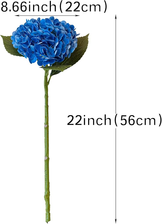 3PCS 22 inch Realistic Artificial Hydrangea Large Real Touch Flowers Artificial Flowers Dry Flowers Outdoor Wedding Christmas Office Family Party Living Room Table Decoration (Dark Blue)