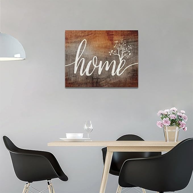 Rustic Home Quotes Canvas Painting Print - Modern Family Decor Artwork - Framed for Living Room, Bathroom, Master Bedroom, Dining Room - 16"x12"
