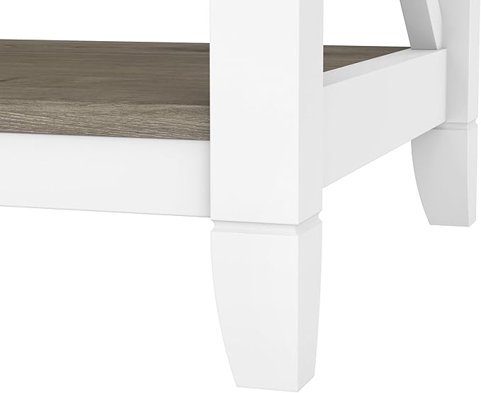 Bush Furniture Key West Small End Table with Storage | Modern Farmhouse Accent Shelf for Living Room in Pure White and Shiplap Gray