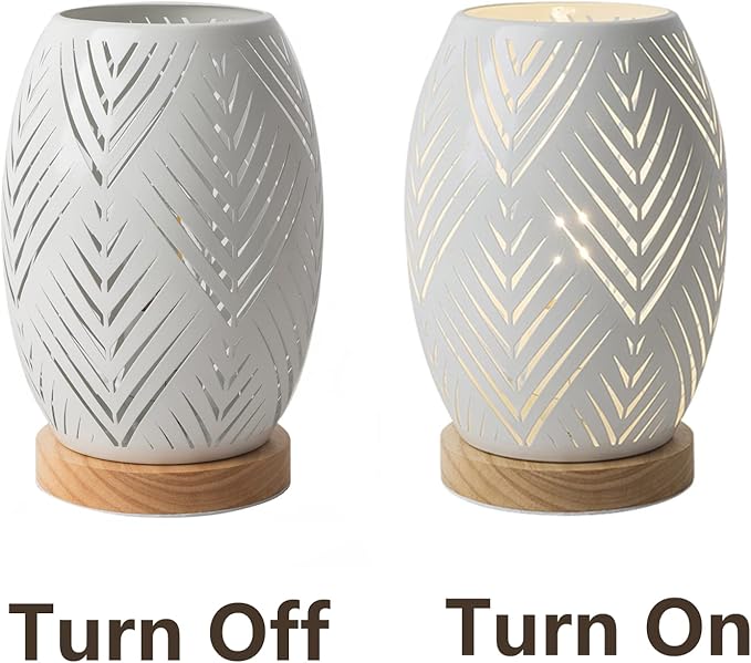 OuXean Modern Table Lamp, E26 60W Night Light Metal Hollow Table lamp for Bedroom Living Room Home Decor Office Restaurant Bar (Without Bulb)