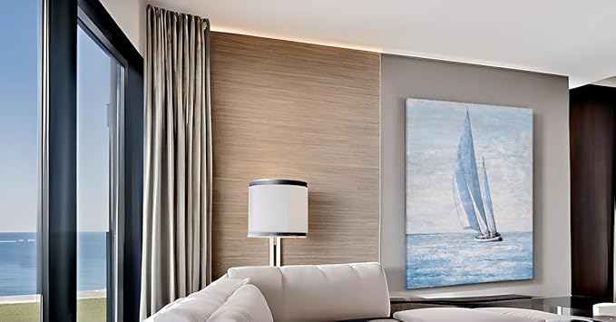 Yihui Arts Coastal Sailing Boat Canvas Wall Art - Blue and White Nautical Picture for Living Room, Bedroom, or Bathroom Decor with Vertical Seaside Artwork