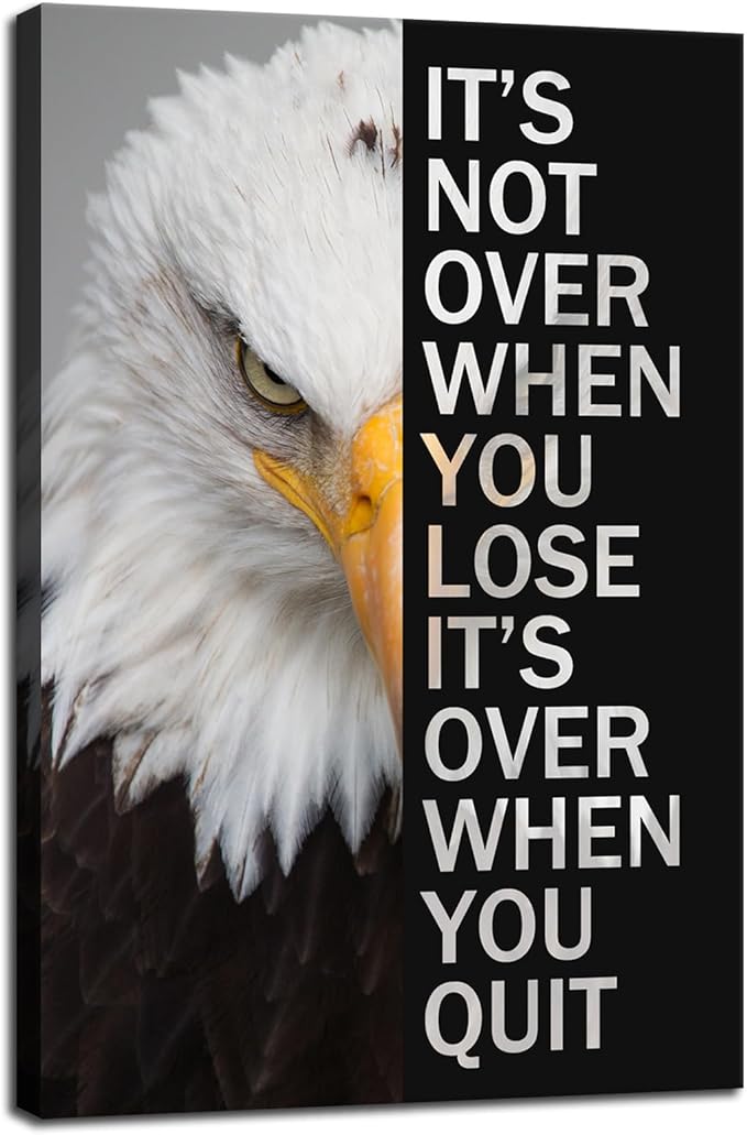 Inspirational Canvas Wall Art Eagle Motivational Painting Poster Inspirational Entrepreneur Quotes Quote Print Artwork Office Home Decor Living Room Framed Ready to Hang[24''W x 36''H]