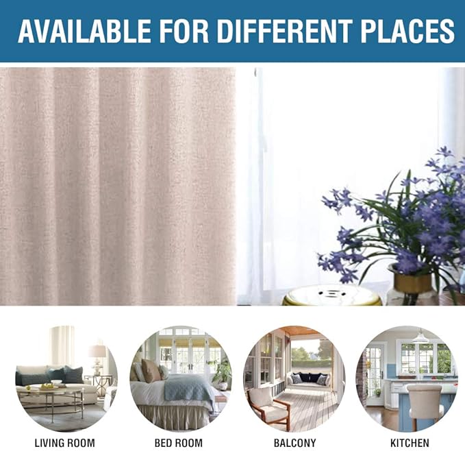 H.VERSAILTEX 100% Blackout Curtains for Bedroom 108 Inches Long Grommet Linen Face Full Light Blocking Curtain Drapes for Living Room Thermal Linen Look Curtains 2 Panels Set, 52" W x 108" L, Natural
