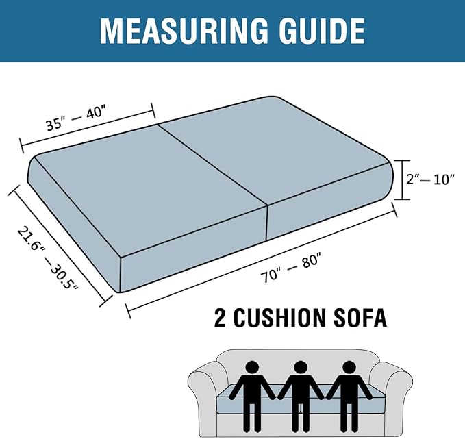 H.VERSAILTEX Super Stretch Individual Seat Cushion Covers Sofa Covers Couch Cushion Covers Slipcover Sets Thick Jacquard Textured Twill Fabric (2 Piece Large Sofa Cushion Covers, Bronze Green)