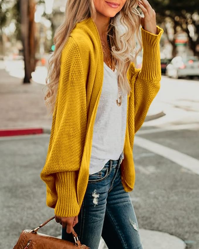 Imily Bela Women's Kimono Batwing Cable Knitted Slouchy Oversized Wrap Cardigan Sweater