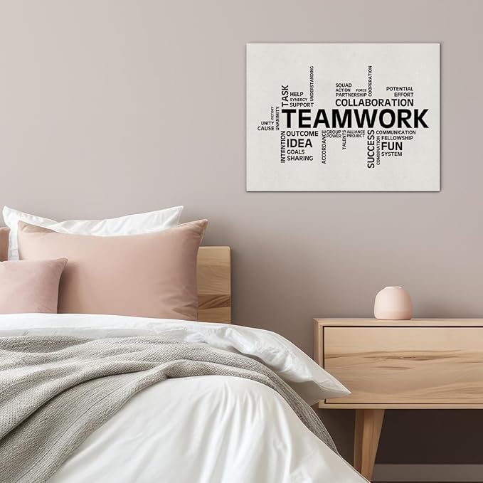 Inspirational Teamwork Canvas Wall Art Print Motivational Office Quotes Framed Paintings Team Artwork Home Office Wall Decor 15x12 Inches