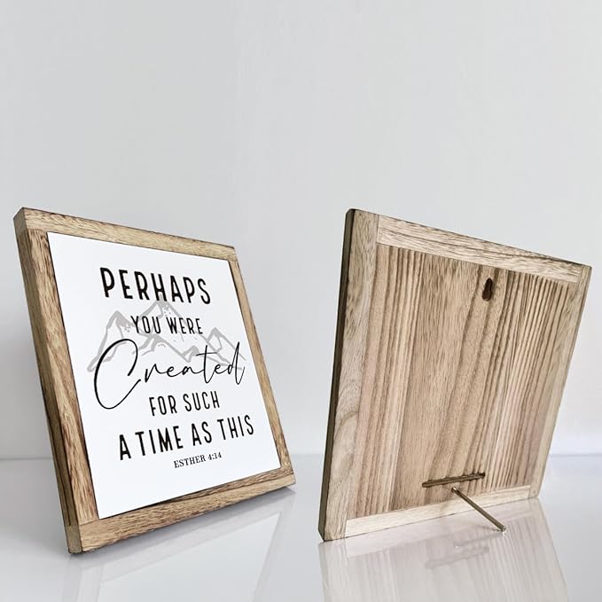 Scripture Sign, Perhaps You Were Created For Such A Time Like This Signs, Wooden Plaques Box Signs, Inspirational Christian Decor, Bible Verse Decor, Church Decoration Art, Motivational Desk Decoration