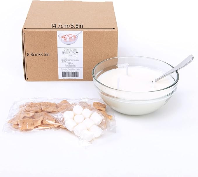 Funny Cinnamon Cereal Bowl with Metal Spoon Scented Soy Candle Morning Ritual Gift