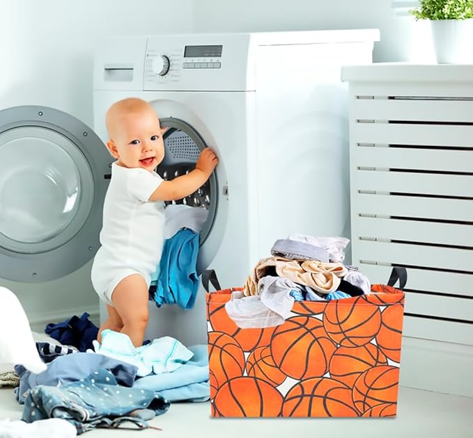 CLOCOR Rectangular Basketball Storage Basket Empty, Gift Basket, Room Decor(Basketball)