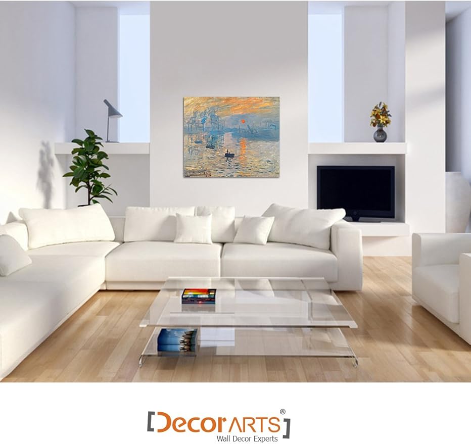 DECORARTS - Impression Sunrise, Claude Monet Art Reproduction. Giclee Canvas Prints Wall Art for Home Decor 24x20