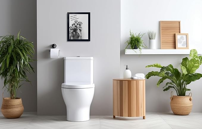 Frame Bathroom Wall Art, Black and White Meerkat Canvas Wall Art - Meerkat Painting with Camera - for Toilet Bathroom Animal Art- 11 "x 14"