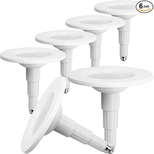 Jolux 5/6 Inch LED Can Lights Adjustable Recessed Retrofit Downlight, ETL Damp Rated Replacement Conversion Kit, 12W=60W, 4000K Cool White, 800LM, Dimmable, Flat Trim, E26 Base,6-Pack