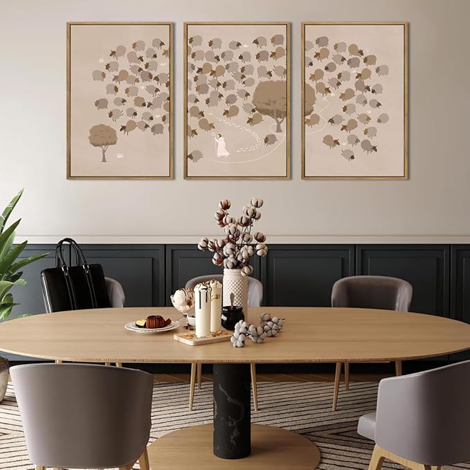 IARTTOP Large Jesus Framed Canvas Wall Art 16x24 Inch Jesus Leaves the 99 Sheep Art Prints Set of 3 God Christian Bible Wall Decor for Living Room Bedroom Church