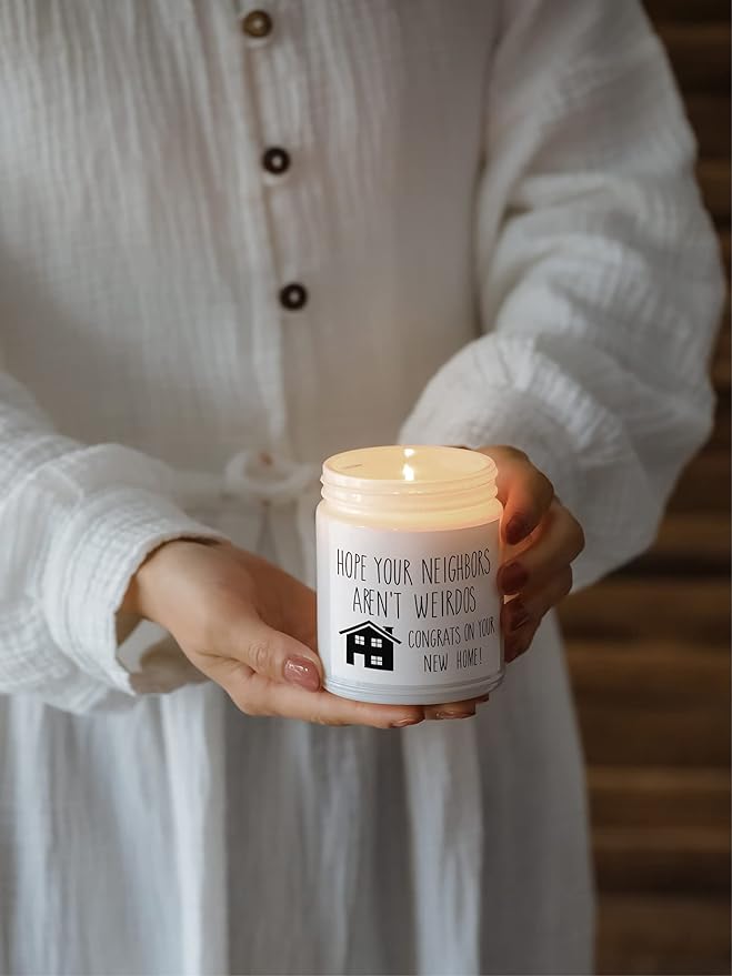 Housewarming Gifts for New Home, Housewarming Scented Candle, New Home Candle, New House Gift, Funny House Warming Gifts, New Homeowner Gift Idea (White)