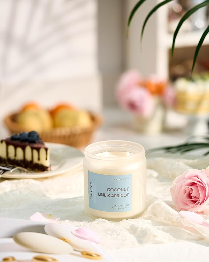 M&SENSE Coconut Vanilla Scented Candle - 11.6oz Natural Soy Wax Non Toxic Candle 70-Hour Long Lasting Burn Time, 2-Wick Aromatherqapy Gifts for Home Decor & Relaxation