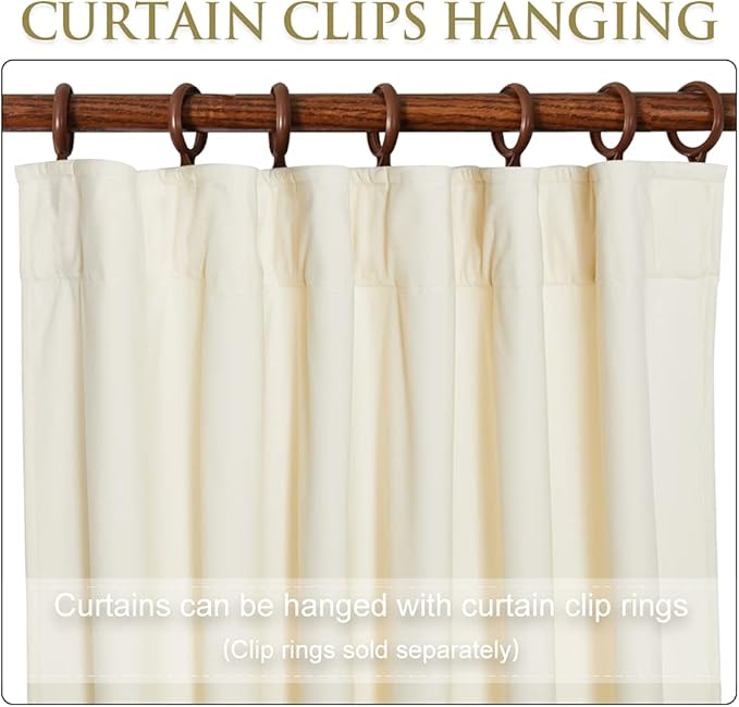 StangH Elegant Ivory Velvet Curtains Light Dimming Wedding Backdrops 90 inches Long, Luxury Back Tab Panels Temperature Balance for Kids Nursery Soundproof for Living Room, W62x L90, 2 Panels