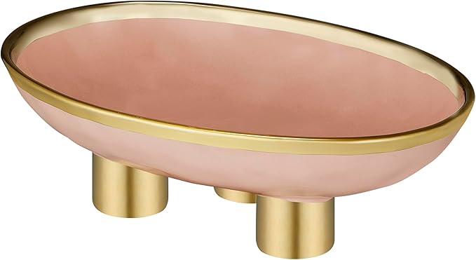 Ceramic Fruit Bowl – 10” Pink Decorative Bowl for Kitchen Counter – Modern Pedestal Bowl, Fruit Bowls, Catch All Bowl, and Fruit Basket for Kitchen Counter