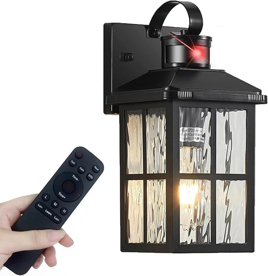 Porch Lights Outdoor with Remote Control: Motion Sensor Exterior Lighting Fixtures Intelligent 3 Lighting Modes Outdoor Wall Lights Sconce Lights for House Patio Front Door Garage