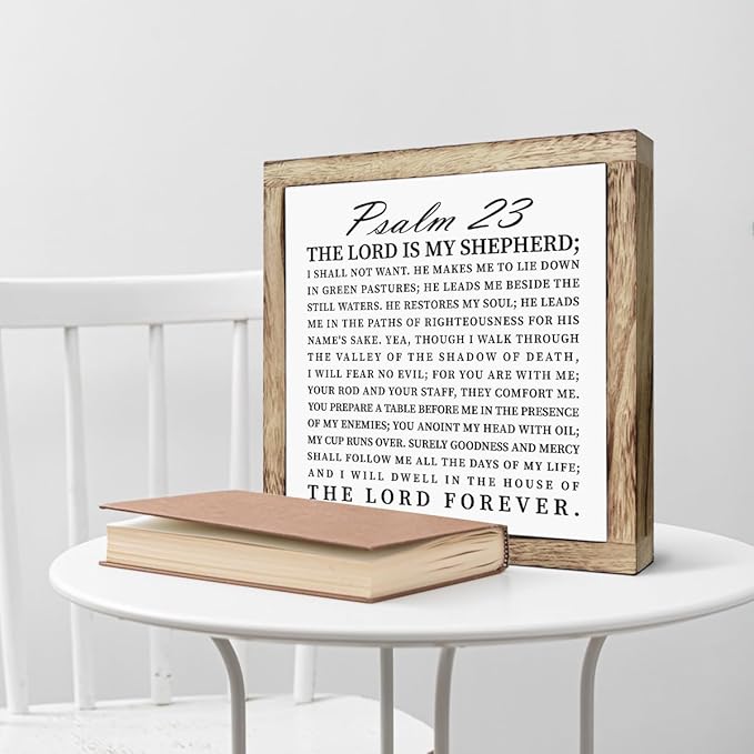Scripture Sign, The Lord is My Shepherd Sign, Wooden Plaques Box Signs, Christian Desk Sign, Spiritual Table Decor Sign, Bible Verse Decor, Religious Artwork, Shelf Decoration, Living Room Decor