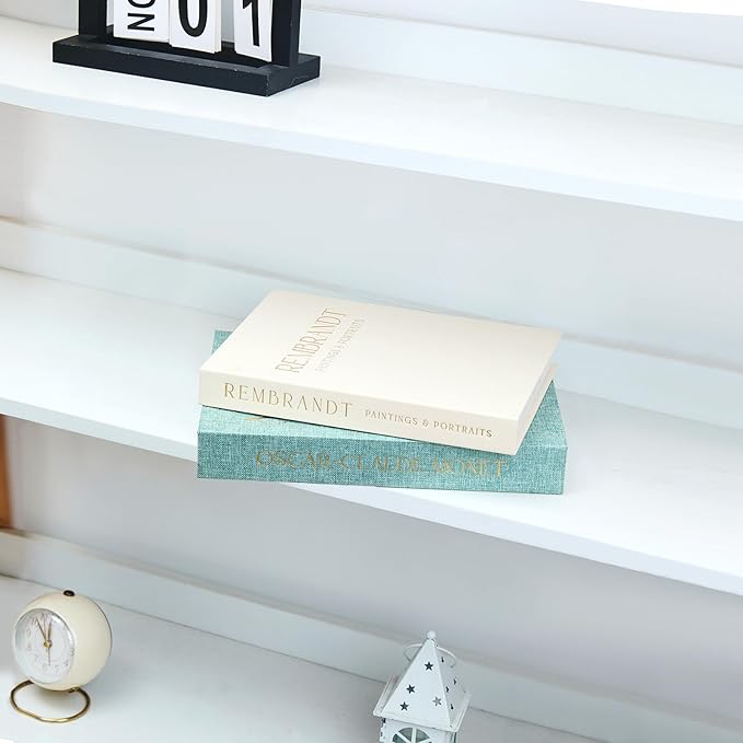 Decorative Books Set of 2 - Linen Storage Boxes & Decorative Fake Books | Photo & Keepsake Storage Box for Home Decor | Coffee Table, Bookshelf & Aesthetic Shelf Decor