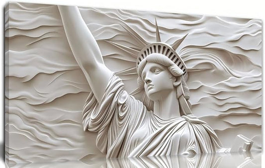 Trogonup White Statue of Liberty Canvas Wall Art for Living Room Large Modern Canvas Prints Picture Artwork for Bedroom Home Office 20"x40"
