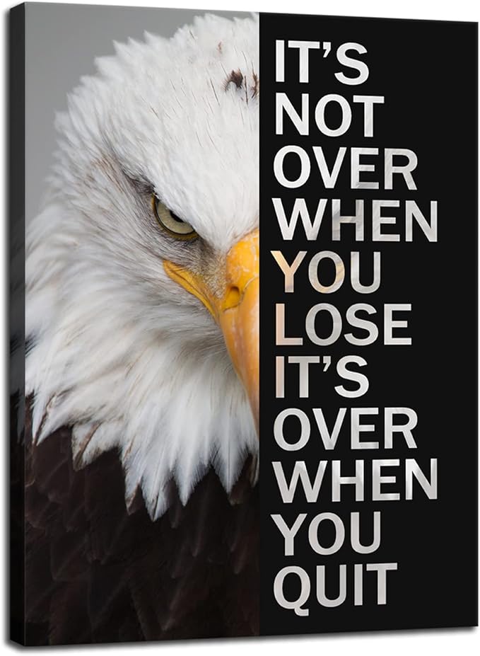 Motivational Office Wall Art Eagle Inspirational Poster Inspirational Entrepreneur Quotes Quote Canvas Painting Poster Home Decor Living Room Print Artwork Framed Ready to Hang[30''W x 40''H]