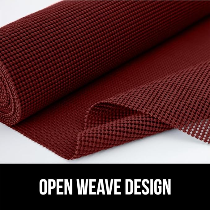 GORILLA GRIP powerGRIP Drawer Shelf and Cabinet Liner, Thick Strong Hold, Non-Adhesive Liners Protect Kitchen Cabinets and Cupboard, Bathroom Drawers, Easy Install, Breathable Mat, 20" x30', Red