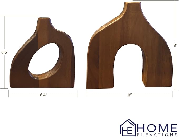 Wooden Vases for Decor Set of 2 - Small Decorative Wood Vase for Faux Flowers & Plants - Modern & Scandinavian Home Decor for Table, Centerpieces, & Living Room