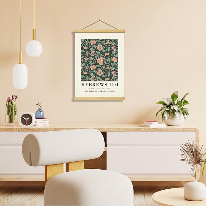 Christian Canvas Poster, Hebrews 11:1 Canvas Poster Wood Hanger, Christian Wall Art, Bible Verse Posters, William Morris Prints Decor, Modern Canvass Posters Decors, Home Decor Accent