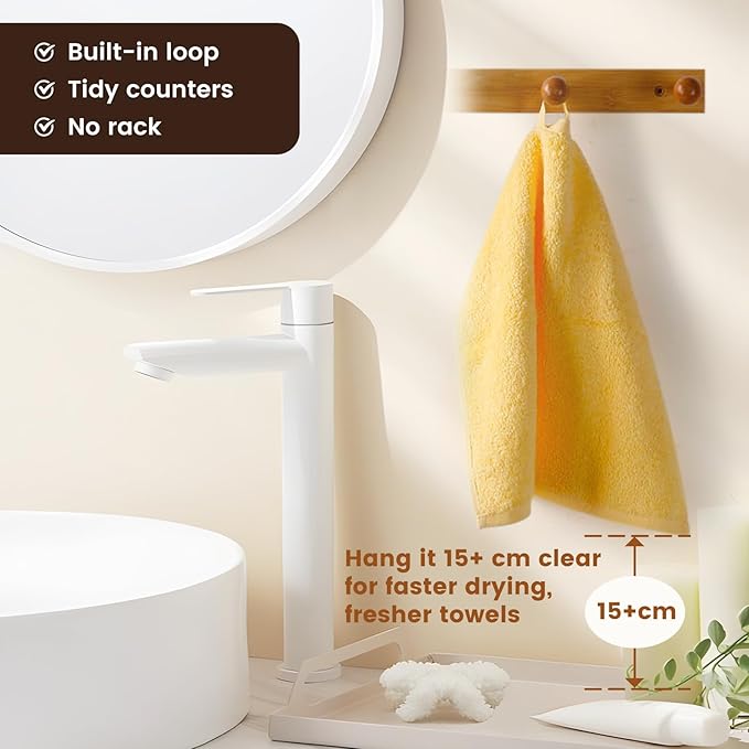 SEMAXE 100% Cotton Washcloths 12-Pack, 13 × 13 Inch Soft Yellow Face Towels – Super Absorbent & Quick-Dry, Premium Cloth with Hanging Loop, Oeko-TEX Certified, Gift-Ready Box