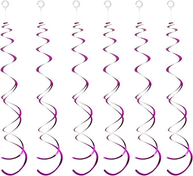 30 Pieces Hot Pink Party Hanging Swirl Decoraions Foil Swirl Hanging Decoration Plastic Streamers Ceiling Decorations Wedding Baby Shower Birthday Party Favors