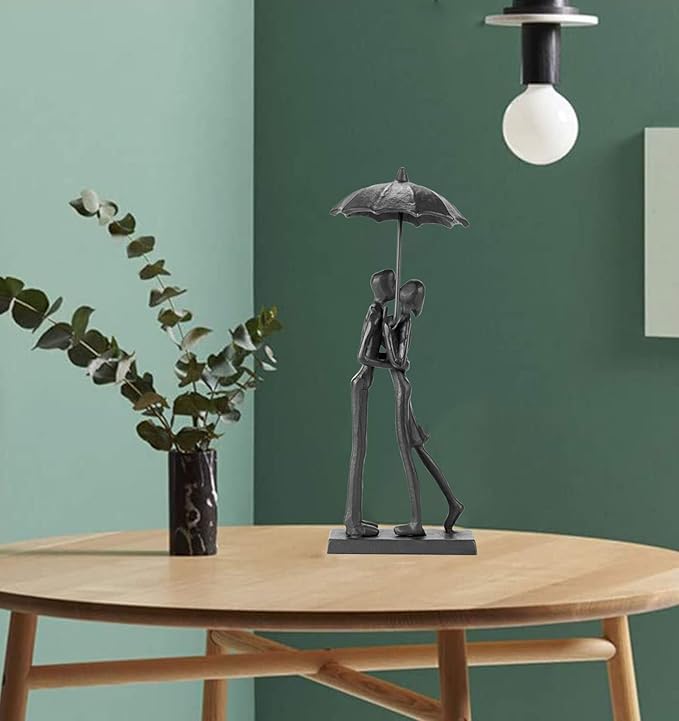 Handcrafted Iron Sculpture - Metal Ornament Couple Figurine Romantic Art Iron Statue,Abstract Modern Accents,Figurines Home Decor