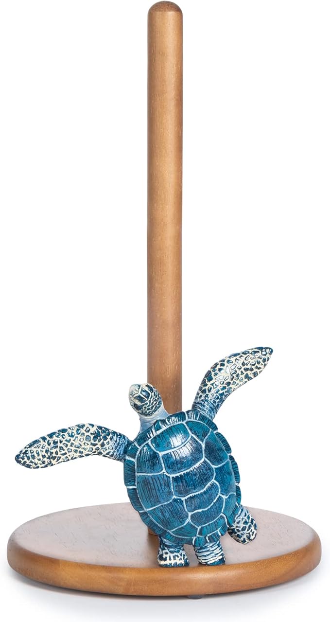 Turtle Paper Towel Holder - Coastal Decor Home Beach House Gift Sea Turtle Gifts for Women Bathroom Decor Unique Funny Cute Cool Paper Towel Holder Stand Kitchen Counter Beach Themed Accessories Stuff