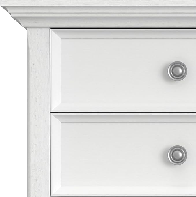 SIMPLIHOME Amherst SOLID WOOD 24 inch Wide Transitional Bedside Nightstand Table in White, for the Living Room and Bedroom