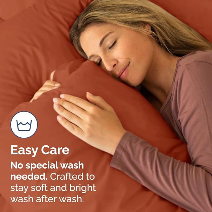 CGK Unlimited Queen Size Terracotta Microfiber Pillowcase Set of 2 - Soft, Hotel Quality Pillowcase Covers - Comfy Bedding for Women, Men, Kids & Teens - Machine Washable Pillow Protectors