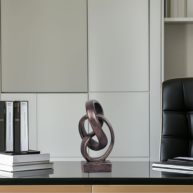 Abstract Bronze Rope Knot Statue, Geometric Decor, Living Room Coffee Table Bookshelf countertop Bronze Decor, Office Coffee Table entryway entryway Desktop Decor.